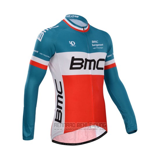 2014 Fahrradbekleidung BMC Champion Italien Blau und Orange Trikot Langarm und Tragerhose